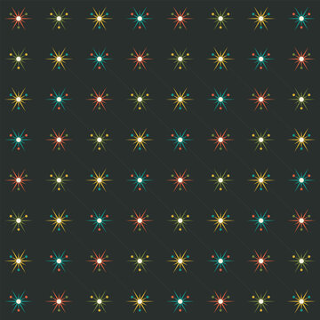 Mid Century Atomic Starburst Seamless Pattern Retro 1950s Geometric Vector Background