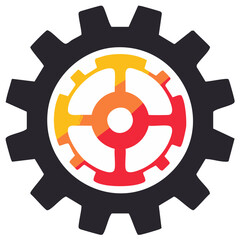 Obraz premium Stylized Gear Graphic with Colorful Center Design for Engineering and Technology Concepts