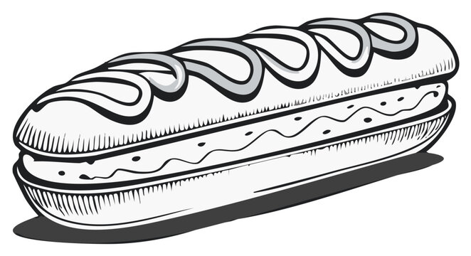 Illustrated sandwich in a classic style with detailed textures and shadows