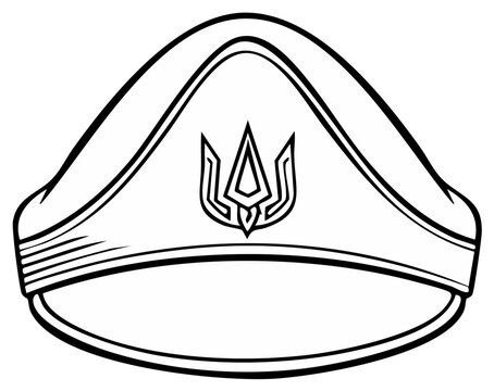 Symbolic Trident on a White Ceremonial Cap for National Pride and Cultural Heritage