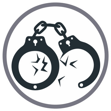 Broken Handcuffs Symbolizing Freedom Escape or Release from Arrest