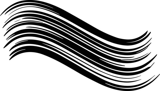 Abstract Black Brush Strokes Wave Pattern on White Background