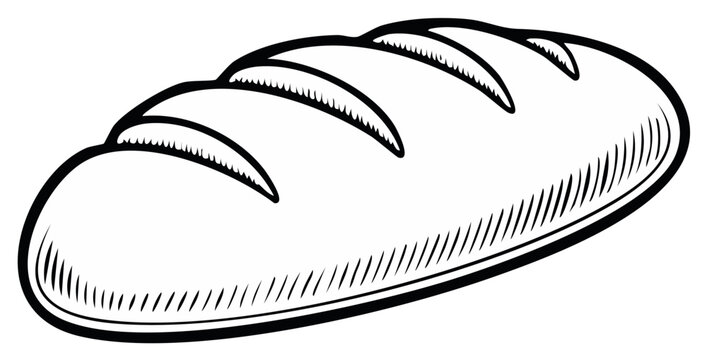 Loaf of bread hand drawn illustration in a black and white vintage sketch style