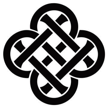 Celtic knot graphic symbol circular interwoven shape black and white