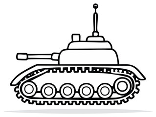 Naklejka premium Tank vector illustration for coloring book, military vehicle drawing, weapon, outline