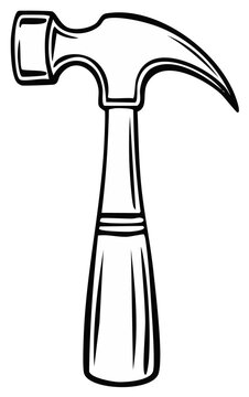 Classic Hammer Hand Tool Outline Icon Illustration for Carpentry and Construction Work