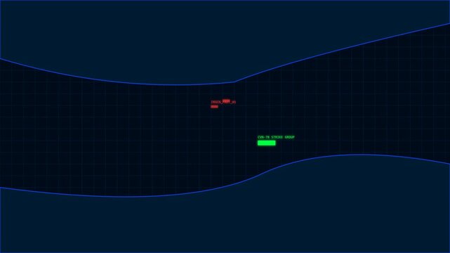 Futuristic Radar Screen Display with Moving Blips and Data Overlay