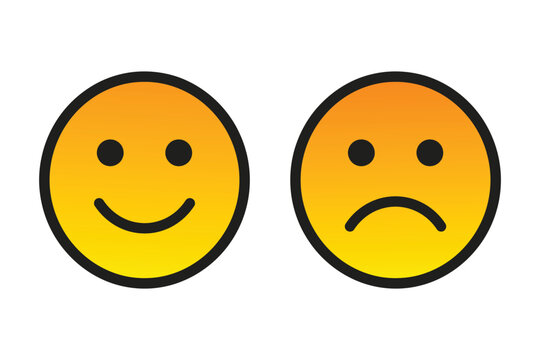 Smiling and frowning gradient emojis for feedback and emotions