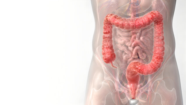 Ulcerative Colitis Colon Anatomy 3D Medical Illustration for Digestive Health Education and Patient Care Materials