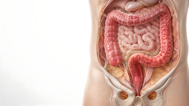 Ulcerative Colitis Colon Anatomy 3D Medical Illustration for Digestive Health Education and Patient Care Materials