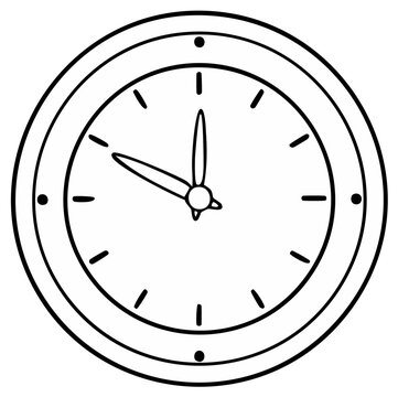 Simple Outline Drawing of a Round Wall Clock Showing Almost Eleven O'Clock