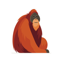Orangutan, clean 2D vector flat illustration in minimal and modern style on a white background. © MiniVex