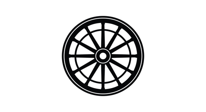 Wagon wheel silhouette on a white background