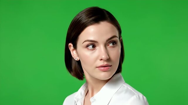 Woman with short dark hair profile.