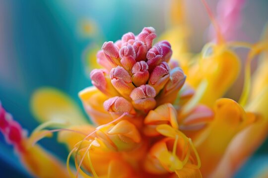 Tropical flower globba winitii is showing its colorful bracts and pink flowers