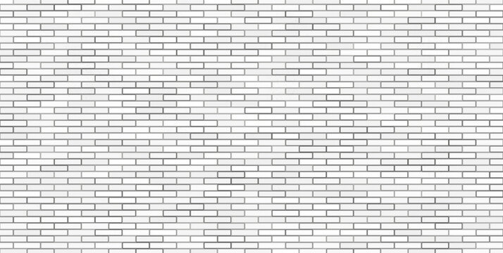 Modern White Brick Wall Seamless Pattern Background with Thin Horizontal Tile Texture, Minimal Architectural Surface Design Illustration
