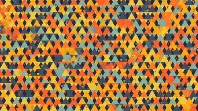 Colorful Geometric Triangle Seamless Pattern Background with Vibrant Abstract Mosaic Shapes, Modern Creative Retro Style Design