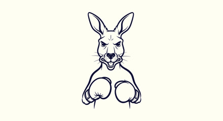 Obraz premium Aggressive Kangaroo Boxing Mascot Vector Illustration with Boxing Gloves and Determined Expression.
