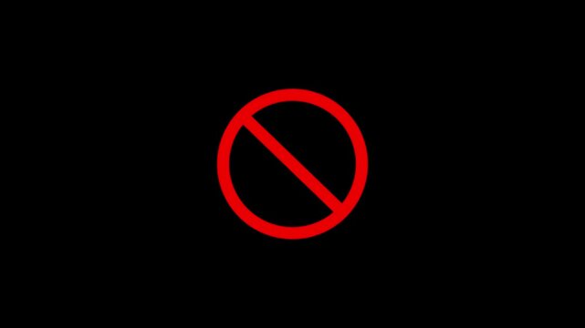 Red sign stop, cross, x, ban, cancel, prohibited icon animation on white background.4k motion graphics video