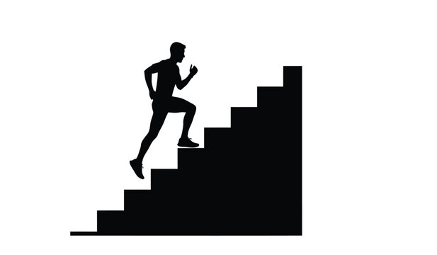 man running up stairs black silhouette against a white background silhouette high quality professional detailed modern elegant stylish clean crisp vibrant colorful digital creative