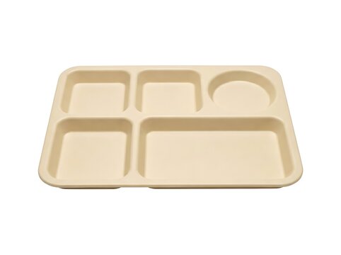 Beige plastic compartment plate for food portion control