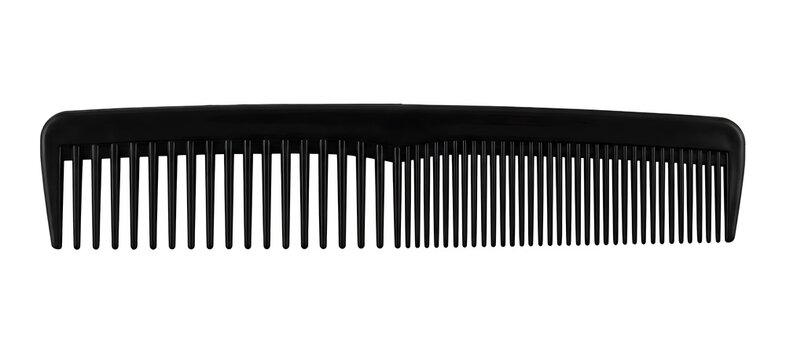 Black plastic wide toothed comb for hair styling and grooming tools