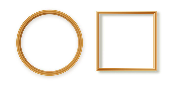 Realistic 3D wall mockup with elegant border, wooden design in golden and black tones, empty display for artwork, perfect for modern gallery presentation and posters