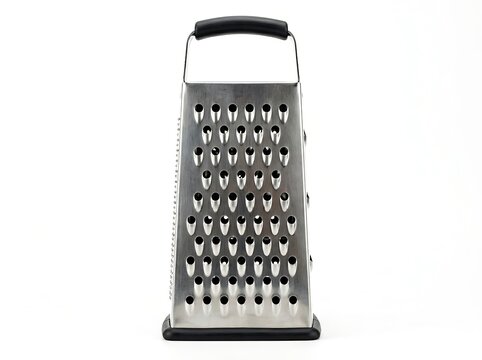 Stainless steel box grater with black handle and base