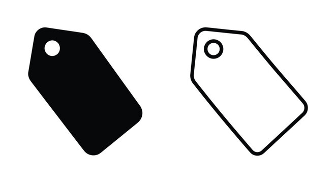 Price tag silhouette and outline icon on white background