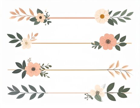 草花と細リボン装飾4点セット
