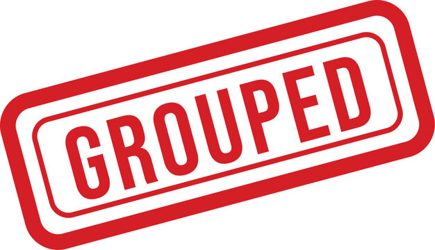 Red 'grouped' stamp illustration on a white background