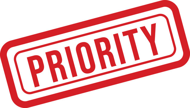 Red 'priority' stamp on white background urgent task indication