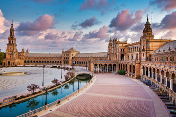 Spain, Seville. The Spain Square, Renaissance Revival style in Spanish architecture. © Paolo Gallo