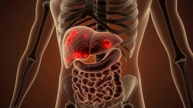 Damaged Human Liver With Cellular Degeneration and Metabolic Decline Concept for Medical Visualization