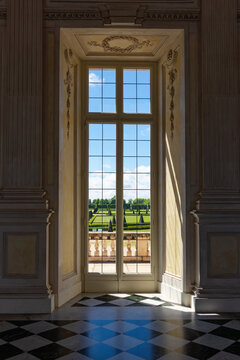 Garden viewed from a window of an old Villa in Italy