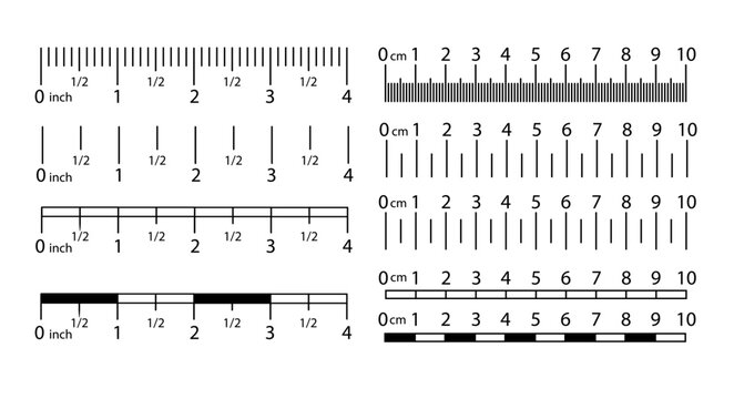 Ruler Scale Inch Meter Vector template featuring clear meter and centimeter graduations, ideal for technical illustrations and mathematical documentation needs.