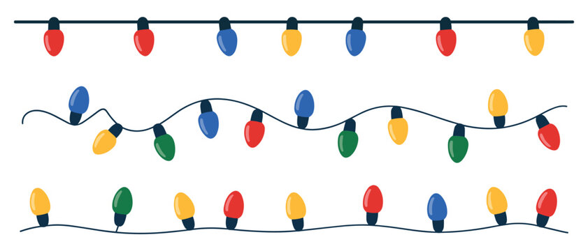 Festive String Lights: Colorful glowing lights, Christmas celebration, holiday decoration, party atmosphere, luminous.