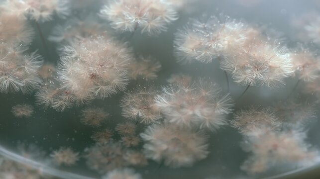 Tiny germs on a plate, seen up close.