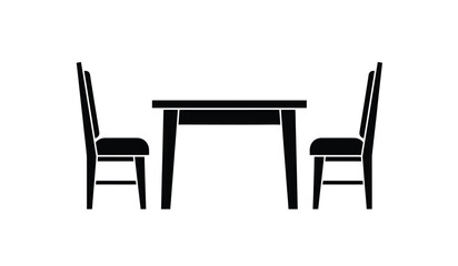 Fototapeta premium Black silhouette of dining table and two chairs on a white background silhouette high quality professional detailed modern elegant stylish clean crisp vibrant colorful