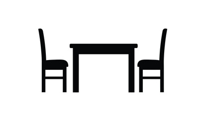 Fototapeta premium Black silhouette of a dining table with two chairs against a white background silhouette high quality professional detailed modern elegant stylish clean crisp vibrant