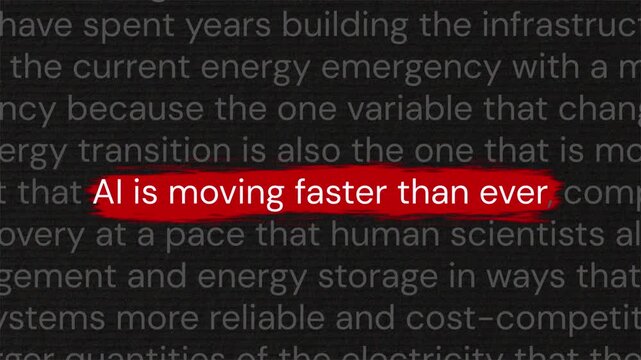 AI is moving faster than ever in highlighted words with documentary style text animation for news and report