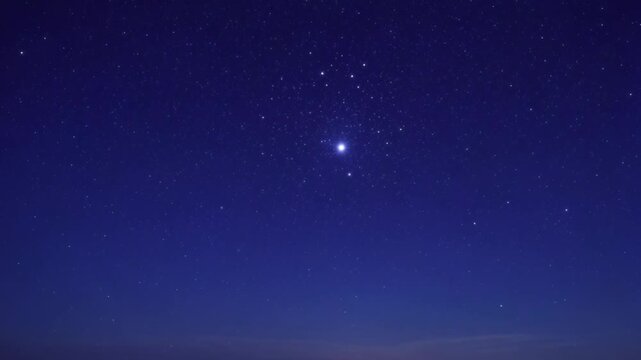 Bright star cluster in a clear blue night sky