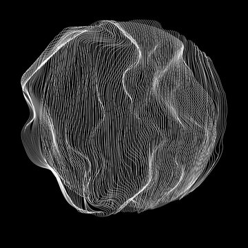 Geometric sphere mesh, abstract round figure. Figura esf&eacute;rica con malla.