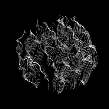 Sphere grid, geometric ball surface and hemisphere mesh illustration.
Dise&ntilde;o de esfera geom&eacute;trica en malla.