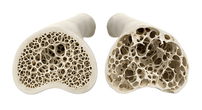 Healthy vs Osteoporotic Bone Structure Comparison 3D Render