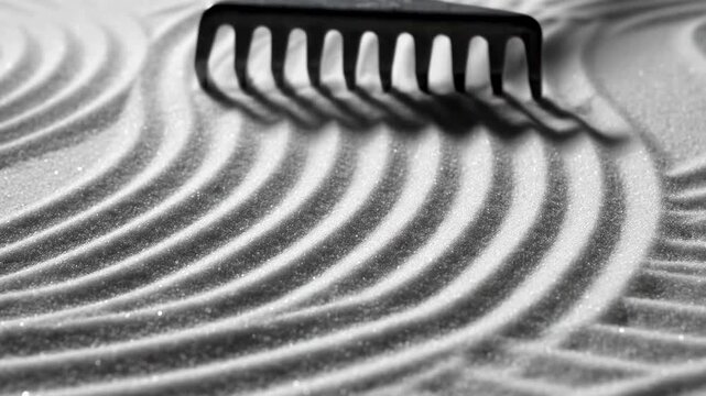 Minimalist Zen Garden Raking Sand Abstract Loop Background