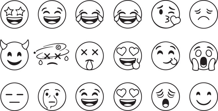 Vector illustration set of funny cartoon Easter eggs featuring a collection of character faces with various expressions, baby smiles, and colorful avatar designs for a family holiday icon set