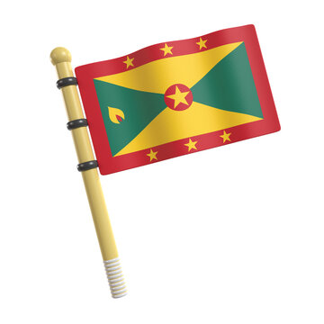 flag of Grenada waving on pole 3d design