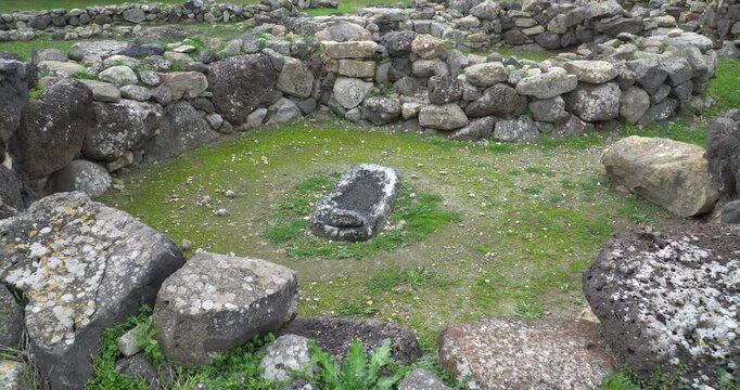 Su Nuraxi di Barumini, a prehistoric Nuraghe settlement in Sardinia, Italy.