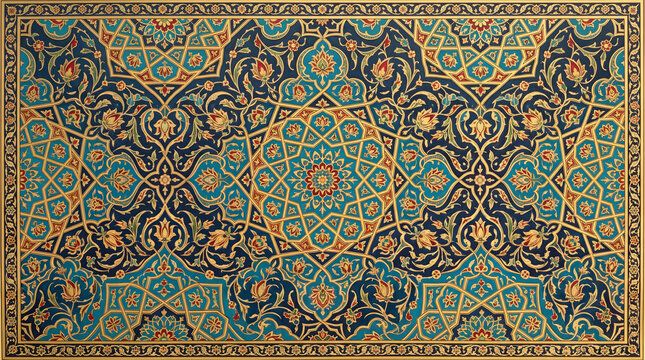 Intricate Islamic ornamental pattern with floral motifs